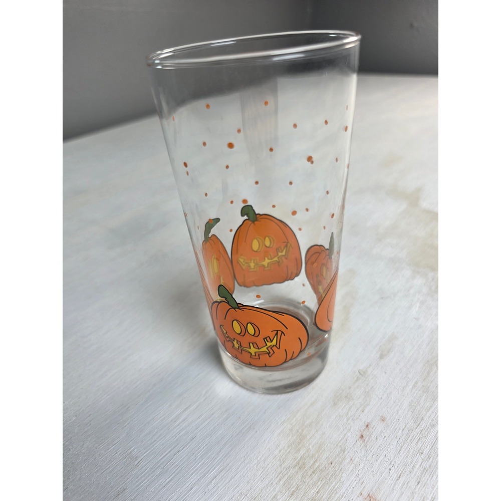 Libbey Halloween Pumpkin Glass Jack-O-Lantern Polka Dot Vintage 817CD/422AB